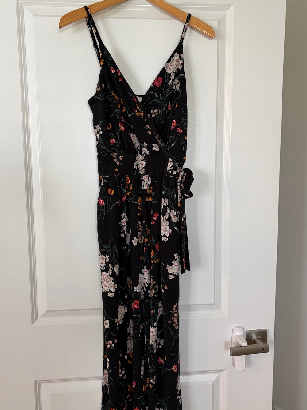 Black Floral Jumpsuit with Spaghetti Straps